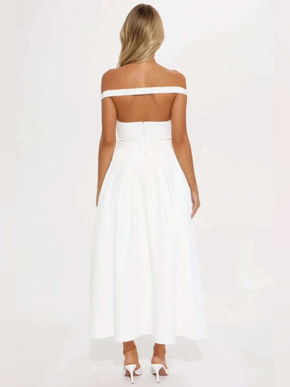 Fashion Nova Nelly Off Shoulder Maxi Dress - Off White - Picture 3 of 3